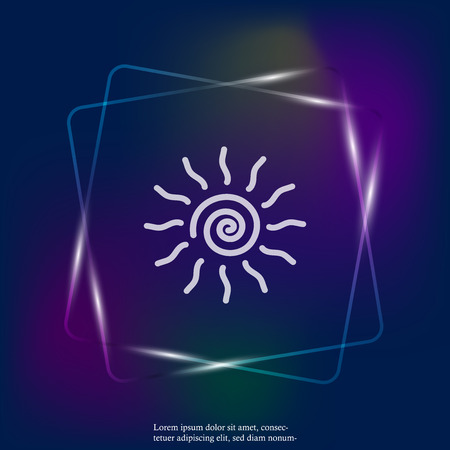 Vector neon light icon sun. Layers grouped for easy editing illustration. For your design.のイラスト素材