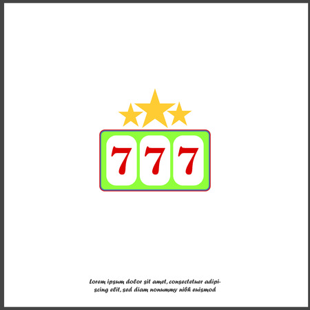 Vector color icon winnings in the casino. Jackpot icon 777. Slot machine icon on white isolated background. Layers grouped for easy editing illustration. For your design.のイラスト素材