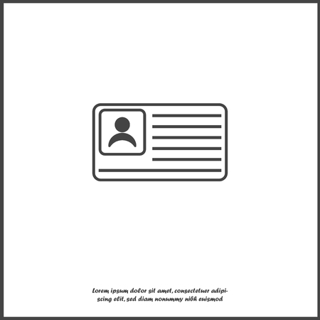 Vector icon of a person card, customer card. Vector illustration of a identification badge with a photo on white isolated background. Layers grouped for easy editing illustration. For your designのイラスト素材