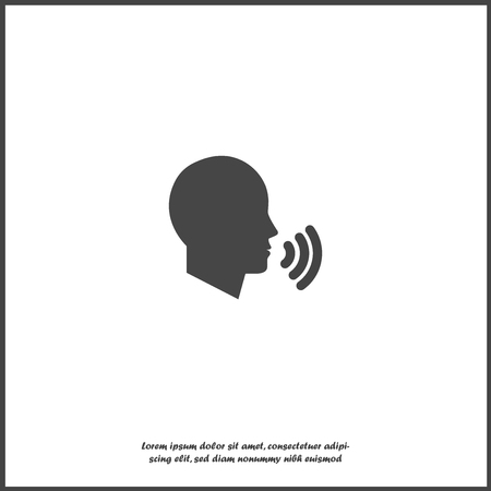 Vector icon voice command, man talking. Sound voice on white isolated background. Layers grouped for easy editing illustration. For your design.のイラスト素材