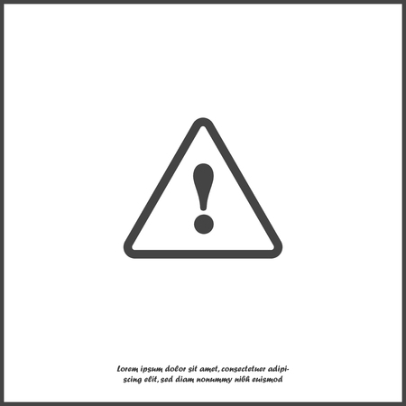 Danger sign flat icon on white background . Vector symbol of attention caution. Exclamation hazard...