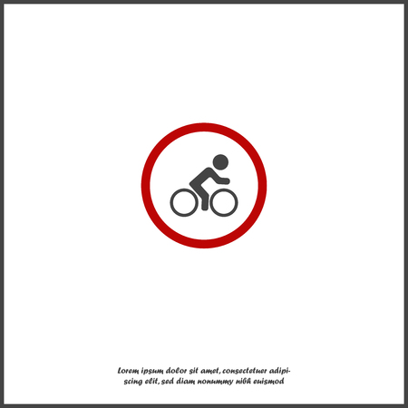 Vector icon of road sign stop cyclist. No cyclist on white isolated background. Layers grouped for easy editing illustration. For your design.のイラスト素材