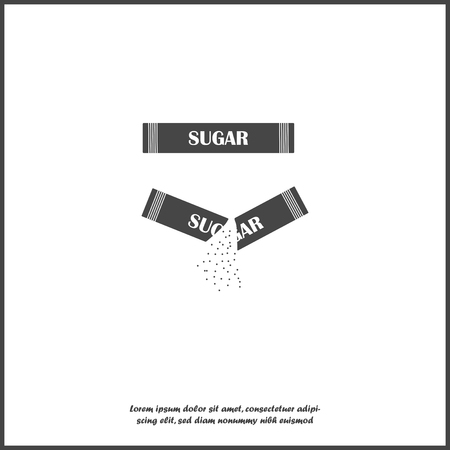 Sugar vector icon. Sachets of sugar for the coffee shop. open packaging and closed. Layers grouped for easy editing illustration. For your design.のイラスト素材