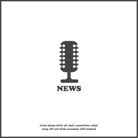 Microphone news vector icon on white isolated background.  Layers grouped for easy editing illustration.Layers grouped for easy editing illustration.のイラスト素材