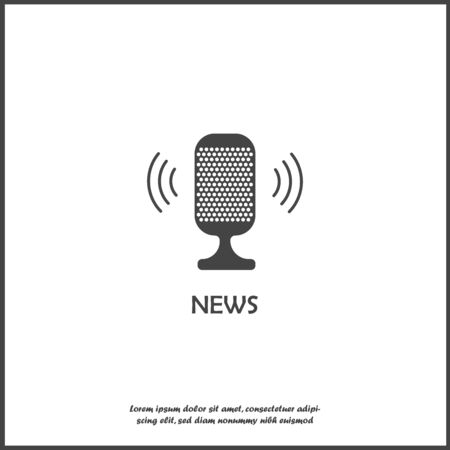 Microphone news vector icon on white isolated background.  Layers grouped for easy editing illustration.Layers grouped for easy editing illustration.のイラスト素材