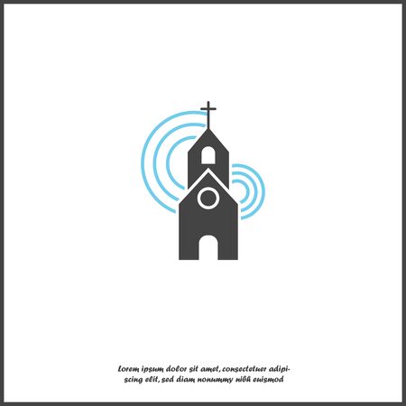 Church building icon. Vector religious church illustration icon on white isolated background. Layers grouped for easy editing illustration. For your design.のイラスト素材