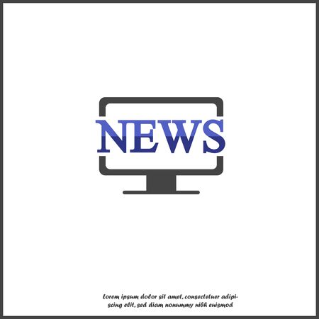 Vector news icon and computer monitor on white isolated background. Layers grouped for easy editing illustration. For your design.のイラスト素材