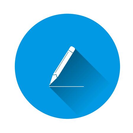Pencil vector icon on blue background. Flat image with long shadow.Layers grouped for easy editing illustration. For your design.のイラスト素材