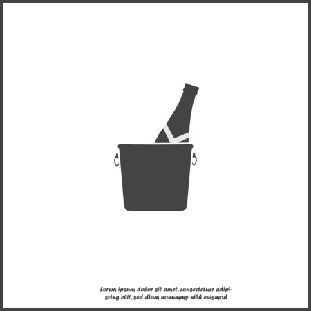 Vector icon of champagne bottle in bucket on white isolated background. Layers grouped for easy editing illustration. For your design.のイラスト素材