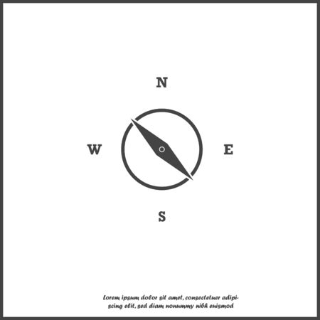 Vector icon of the compass. Illustration of a compass symbol for determining the sides of the world on white isolated background. Layers grouped for easy editing illustration. For your designのイラスト素材