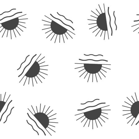 Vector color icon sunset, sunrise symbol seamless pattern on a white background. Layers grouped for easy editing illustration. For your designのイラスト素材