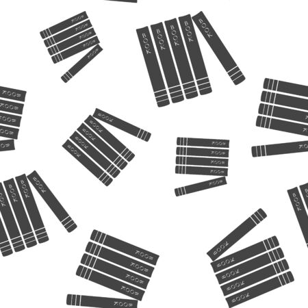 Vector image of books standing on shelf seamless pattern on a white background. Layers grouped for easy editing illustration. For your designのイラスト素材