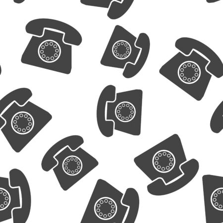 Vector image of retro phone icon seamless pattern on a white background. Layers grouped for easy editing illustration. For your designのイラスト素材