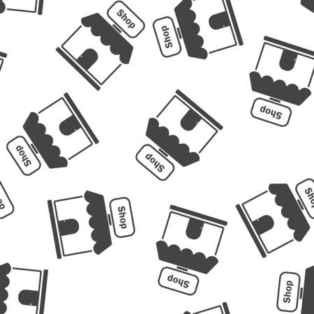 Vector icon building shop. Store icon seamless pattern on a white background. Layers grouped for easy editing illustration. For your designのイラスト素材