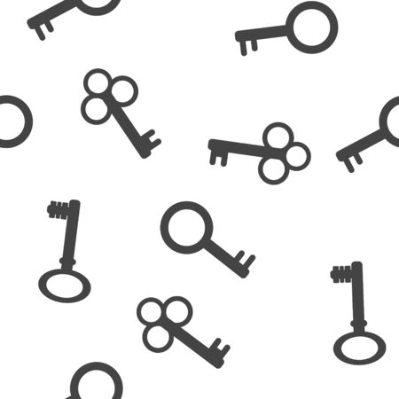 Vector keys icon. Set of vintage keys illustration seamless pattern on a white background. Layers grouped for easy editing illustration. For your designのイラスト素材