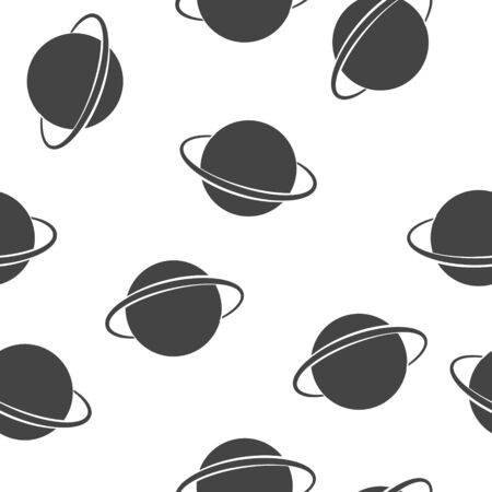 Vector image of space. Planet Saturn white seamless pattern on a white background. Layers grouped for easy editing illustration. For your designのイラスト素材