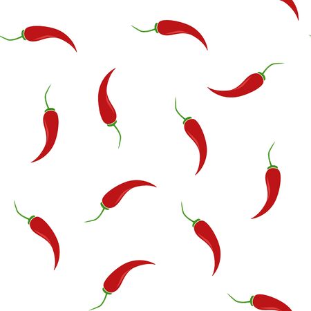 Hot peppers vector icon seamless pattern on a white background. Layers grouped for easy editing illustration. For your designのイラスト素材
