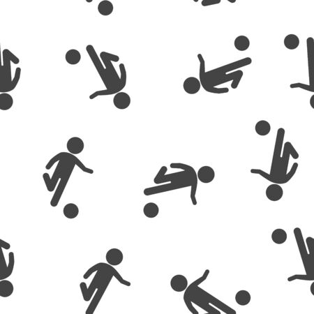 Man playing ball vector icon. Soccer player seamless pattern on a white background. Layers grouped for easy editing illustration. For your designのイラスト素材