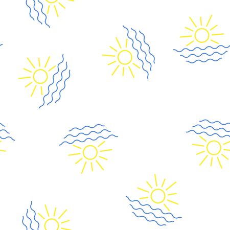 Vector color icon sunset, sunrise symbol seamless pattern on a white background. Layers grouped for easy editing illustration. For your designのイラスト素材