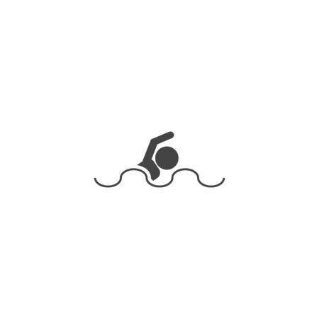 Swimming vector icon white isolated background. Layers grouped for easy editing illustration. For your design.のイラスト素材