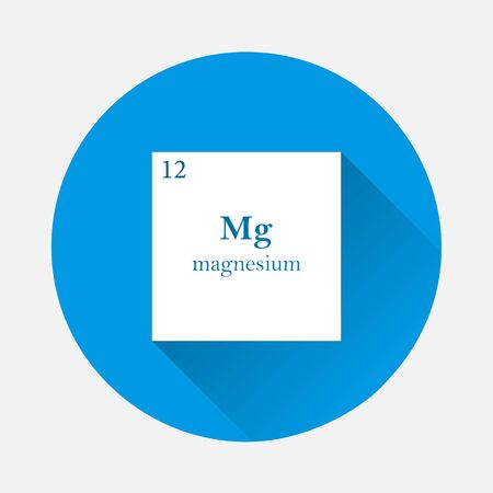 Magnesium chemical element vector icon on blue background. Flat image with long shadow. Layers grouped for easy editing illustration. For your design.のイラスト素材