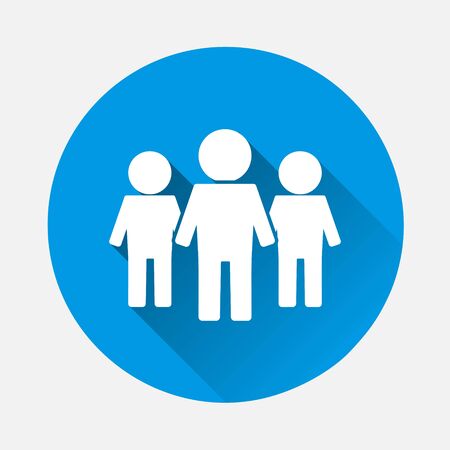 Vector people icon. Crowd icon on blue background. Flat image with long shadow. Layers grouped for easy editing illustration. For your design.のイラスト素材