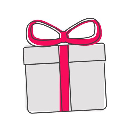 Vector icon gift box . Congratulations on the holiday, box with a bow cartoon style on white isolated background. Layers grouped for easy editing illustration. For your design.のイラスト素材