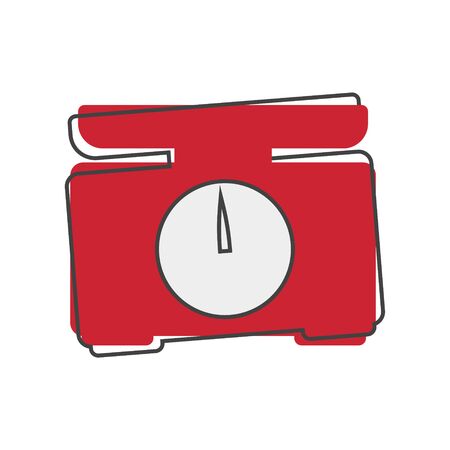 A vector image of a kitchen scale. Vector icon scale cartoon style on white isolated background. Layers grouped for easy editing illustration. For your design.のイラスト素材