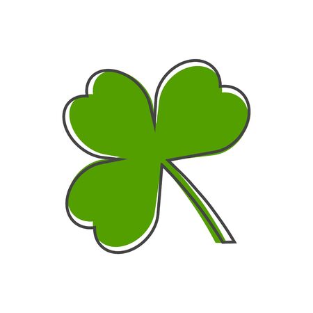 Vector icon three-leafed clover cartoon style on white isolated background. Layers grouped for easy editing illustration. For your design.のイラスト素材
