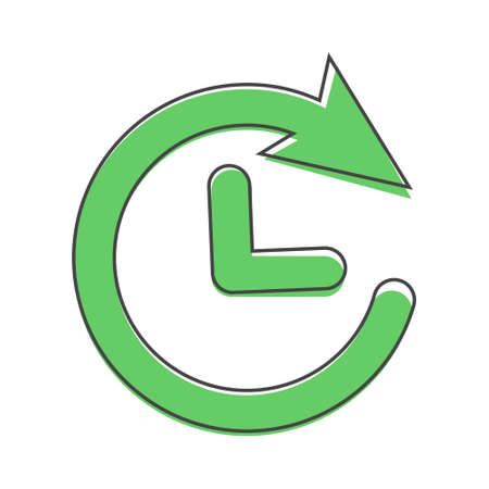 Out of battery charge vector icon. Low red battery cartoon style on white isolated background. Layers grouped for easy editing illustration. For your design.のイラスト素材
