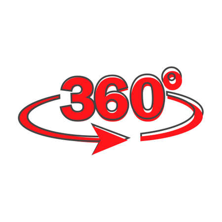 Vector image turn sign 360 degrees cartoon style on white isolated background. Layers grouped for easy editing illustration. For your design.のイラスト素材