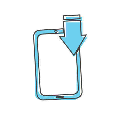 Vector image incoming call. Icon phone with arrow cartoon style on white isolated background. Layers grouped for easy editing illustration. For your design.のイラスト素材
