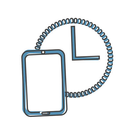 Vector icon clock and telephone cartoon style on white isolated background. Layers grouped for easy editing illustration. For your design.のイラスト素材