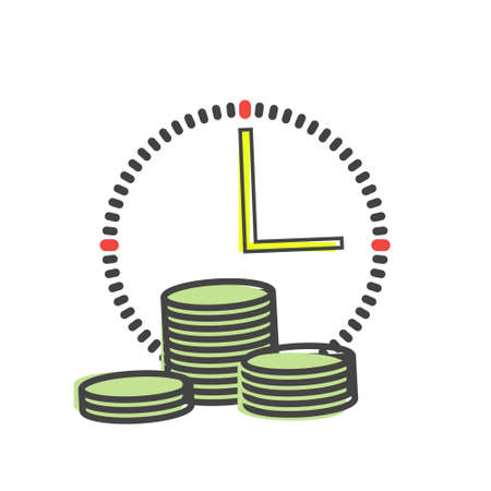 Vector icon time is money cartoon style on white isolated background.Layers grouped for easy editing illustration. For your design.のイラスト素材