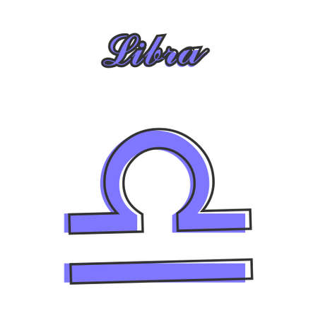 Libra zodiac sign. Astrological symbol cartoon style on white isolated background. Layers grouped for easy editing illustration. For your design.のイラスト素材