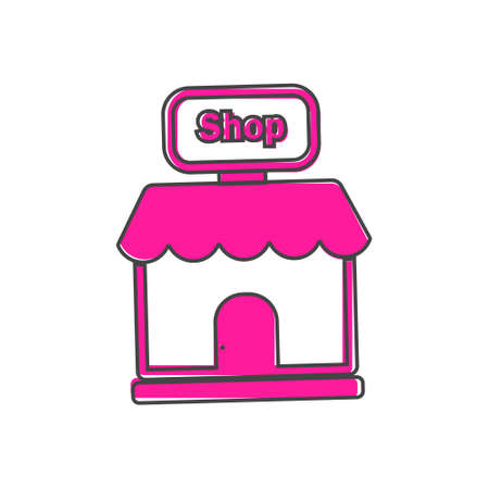 Vector icon building shop. Store icon cartoon style on white isolated background. Layers grouped for easy editing illustration. For your design.のイラスト素材