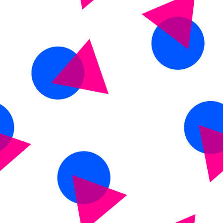 Vector triangle icon intersects with a circle seamless pattern on a white background. Layers grouped for easy editing illustration. For your designのイラスト素材