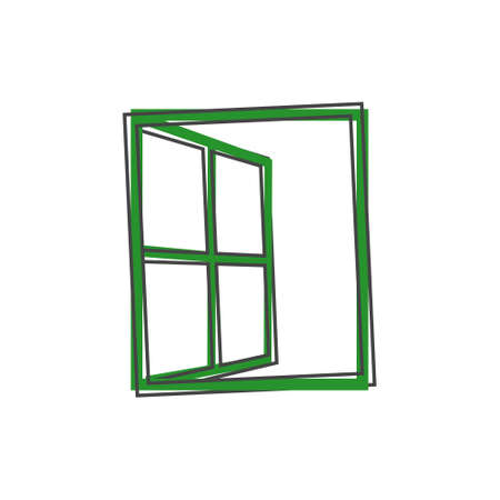 Vector open window icon. Window wide open on white isolated background. Layers grouped for easy editing illustration. For your design.のイラスト素材