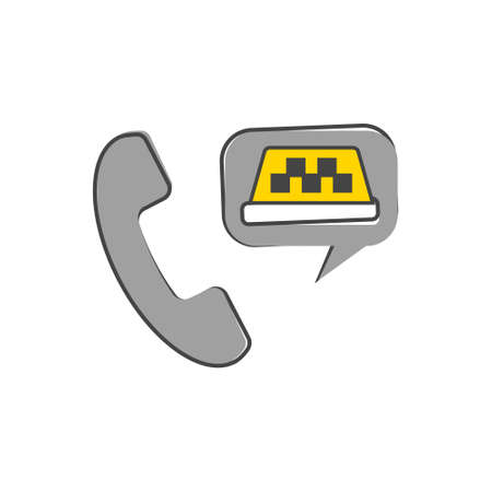 Taxi Call Center vector icon cartoon style on white isolated background. Layers grouped for easy editing illustration. For your design.のイラスト素材
