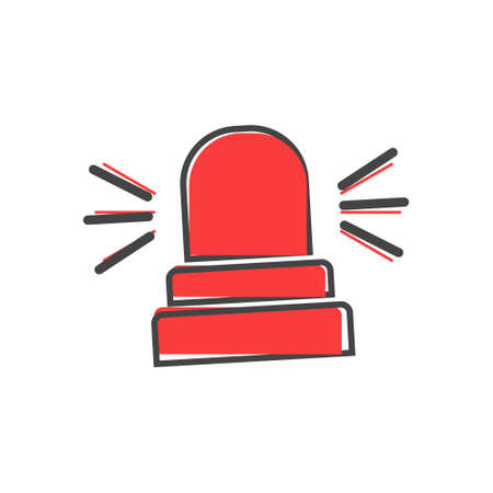 Emergency police siren cartoon style on white isolated background. Layers grouped for easy editing illustration. For your design.のイラスト素材