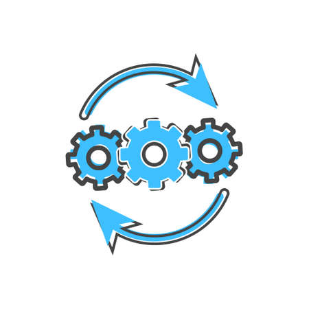 Vector icon business process optimization. Business development cartoon style on white isolated...