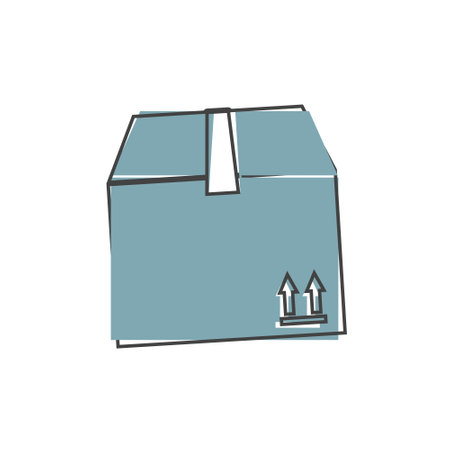 Shopping delivery box vector icon on cartoon style on white isolated background. Layers grouped for easy editing illustration. For your design.のイラスト素材