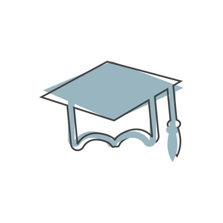 Graduation cap vector icon. High school symbol on cartoon style on white isolated background. Layers grouped for easy editing illustration.のイラスト素材