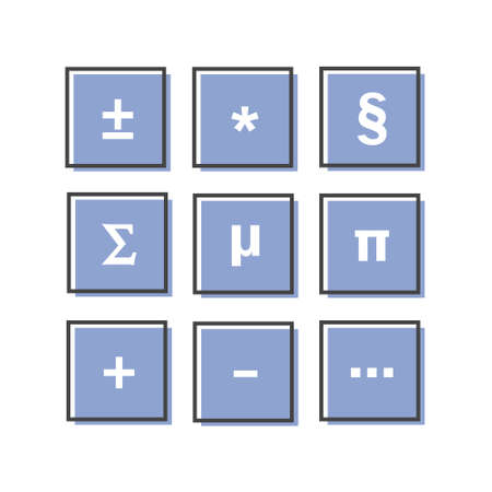 Vector math icons. Calculator symbol on white isolated background. Layers grouped for easy editing illustration. For your design.のイラスト素材