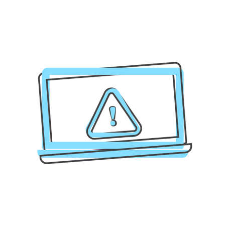 Error on computer monitor on white isolated background. Layers grouped for easy editing...
