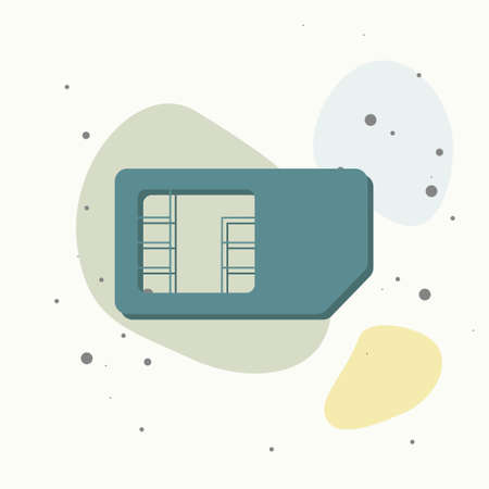 Vector sim card icon on multicolored background. Layers grouped for easy editing illustration. For your design.のイラスト素材