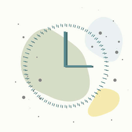 Clock icon on multicolored background. Layers grouped for easy editing illustration. For your design.のイラスト素材