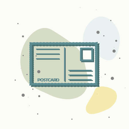 Vector icon postcard on multicolored background. Layers grouped for easy editing illustration. For your design.のイラスト素材