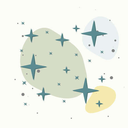 Vector icon of the star, starry sky, shine of purity on multicolored background. Layers grouped for easy editing illustration. For your design.のイラスト素材