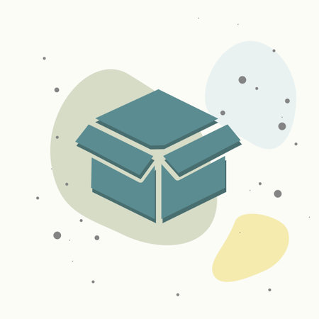 Open box vector image. Sign of parcel and goods on multicolored background. Layers grouped for easy editing illustration. For your design.のイラスト素材